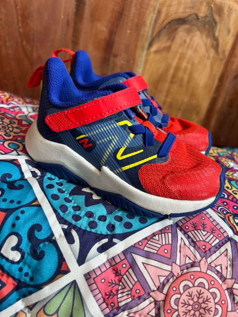 New balance Kids Red and Navy Athletic Sneakers - Breathable Everyday Shoes - Picture 2 of 5